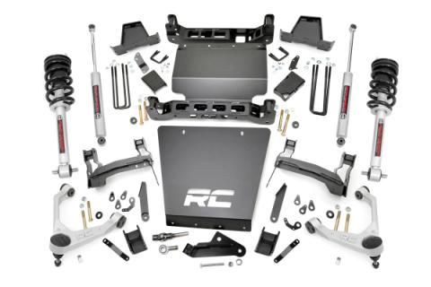 7 Inch Stamped Steel LCA Lift Kit Forged UCA Bracket N3 Struts Silverado/Sierra 1500 (16-18) Rough Country