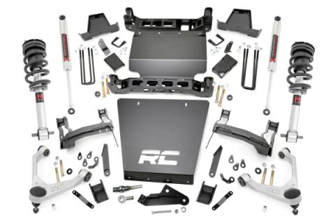 7 Inch Stamped Steel LCA Lift Kit Forged UCA Bracket M1 Struts/M1 Silverado/Sierra 1500 (16-18) Rough Country