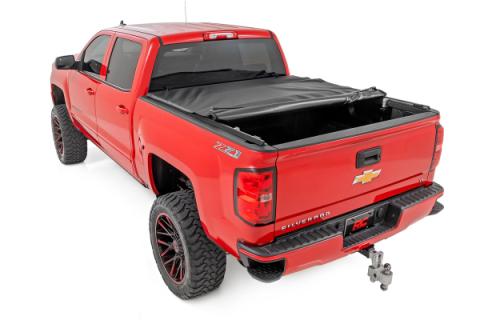 Soft Roll Up Bed Cover 5 Foot 9 Inch Bed Silverado/Sierra 1500 (14-18 &amp; Classic) Rough Country