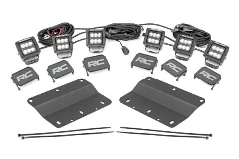 LED Light Kit Fog Mount Triple 2 Inch Black Pair Spot/Flood Ford Bronco (21-25) Rough Country