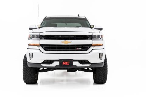 LED Ditch Light Kit 2in Black Pair White DRL Silverado/Sierra 1500 (14-18 &amp; Classic) Rough Country