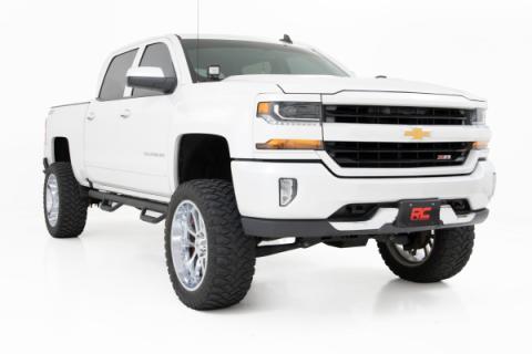 LED Ditch Light Kit 2in Black Pair White DRL Silverado/Sierra 1500 (14-18 &amp; Classic) Rough Country