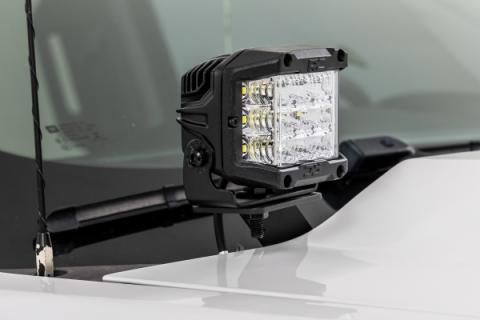 LED Ditch Light Kit 2in Black Pair White DRL Silverado/Sierra 1500 (14-18 &amp; Classic) Rough Country