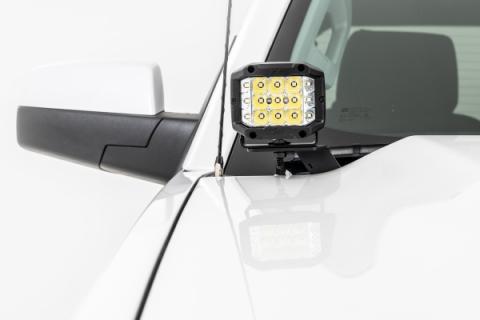 LED Ditch Light Kit 2in Black Pair Amber DRL Silverado/Sierra 1500 (14-18 &amp; Classic) Rough Country
