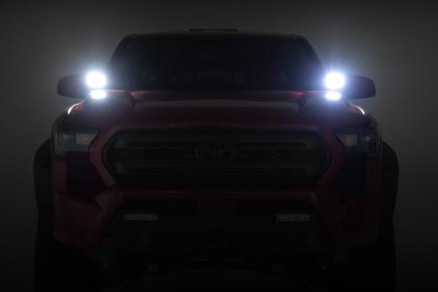 LED Light Kit Ditch Mount 2 Inch Black Pair Spot Toyota Tacoma (24-26) Rough Country
