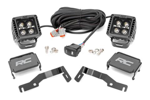 LED Light Kit Ditch Mount 2 Inch Black Pair Amber DRL Toyota Tacoma (24-26) Rough Country