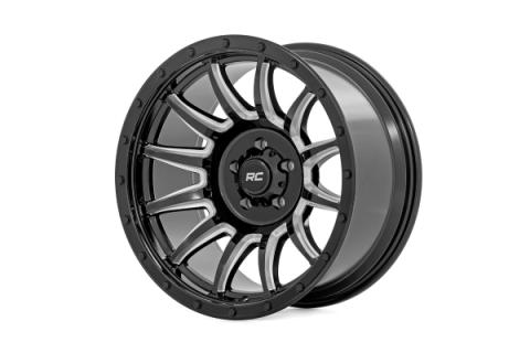 90 Series Wheel One-Piece Gloss Black w/machined spokes 18x9 6x5.5 0mm Rough Country