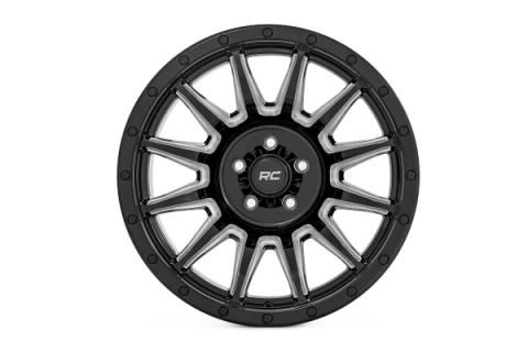 90 Series Wheel One-Piece Gloss Black w/machined spokes 18x9 6x5.5 0mm Rough Country