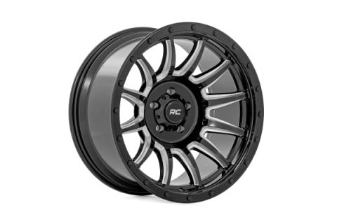 90 Series Wheel One-Piece Gloss Black w/machined spokes 18x9 6x5.5 0mm Rough Country