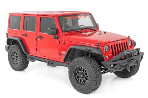 High Clearance LED Flat Fender Flare Kit UV Treated Jeep Wrangler JK (07-18) Rough Country