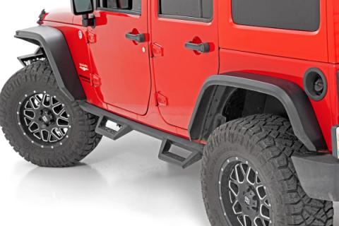 High Clearance LED Flat Fender Flare Kit UV Treated Jeep Wrangler JK (07-18) Rough Country