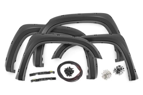 Pocket Fender Flares 6 &amp; 8 Foot Bed Gloss Black Toyota Tundra (14-21) Rough Country