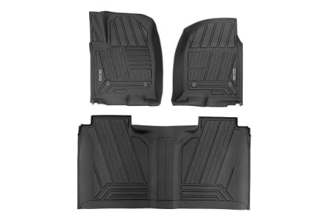 Flex-Fit Floor Mats FR &amp; RR FR Bucket Crew Silverado/Sierra 1500/2500HD/3500HD (19-26) Rough Country