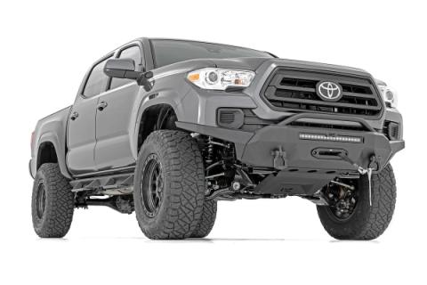 Front Bumper Hybrid with 12000 Lb Pro Series Winch Synthetic Rope and 20 Inch DRL LED Light Bar 16-22 Toyota Tacoma Rough Country