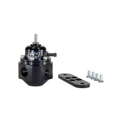 Universal Adjustable Fuel Pressure Regulator Inlet 2 x -6AN (9/16-18) Outlet -6AN Gauge Port 1/8 Inch NPT Black AEM Electronics