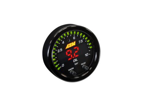 X-Series Fluid Pressure Gauge Kit 0-150psi/0-10bar Black Bezel and Black Faceplate AEM Electronics
