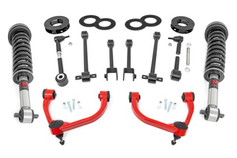 3 Inch Lift Kit UCA M1 Struts Red Ford Expedition 4WD (2018-2024) Rough Country