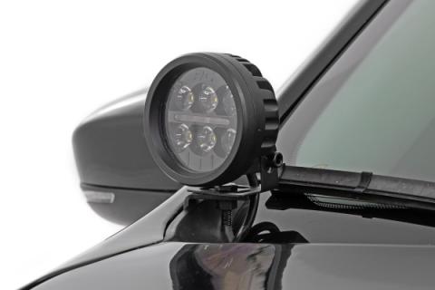 LED Light Kit Ditch Mount 2 Inch Black Pair White DRL  Jeep KL 14-21 Rough Country