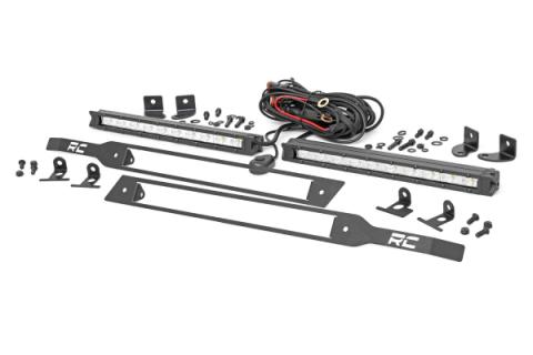 Chevy Dual 10 Inch LED Grille Kit Chrome Series 19-20 Silverado 1500 Rough Country