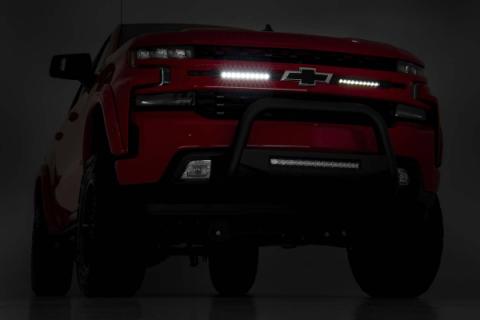Chevy Dual 10 Inch LED Grille Kit Chrome Series 19-20 Silverado 1500 Rough Country