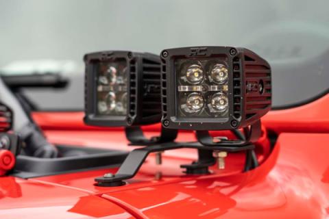 Jeep Quad LED Light Pod Kit -Black Series w/Amber DRL 18-20 JL 20-Up Gladiator Rough Country