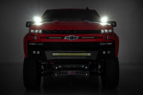 Chevy 2-inch LED Lower Windshield Ditch Kit Black Series Flood Beam For 19-20 Silverado Rough Country