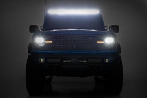 LED Light Upper Windshield 50 Inch Black Single Row 21-Up Ford Bronco Rough Country