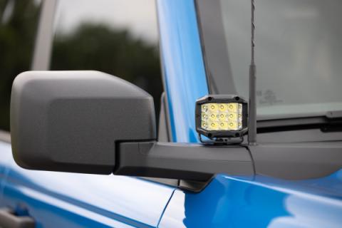 LED Light Ditch Mount 2 Inch Black Series Pair Flood Pattern 21-Up Ford Bronco Rough Country