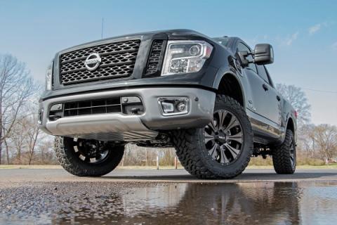 3 Inch Lift Kit N3 Struts &amp; Shocks Red Nissan Titan 2WD/4WD (2004-2024) Rough Country