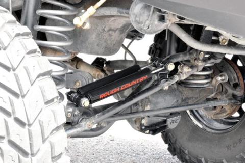 Jeep Dual Steering Stabilizer 97-06 Wrangler TJ 86-92 Comanche MJ 84-01 Cherokee XJ Rough Country