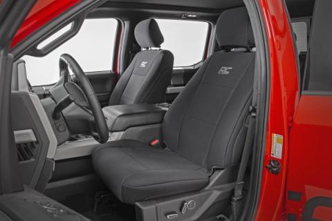 F-150 Neoprene Front &amp; Rear Seat Cover Black 15-20 F-150 XL, XLT Rough Country