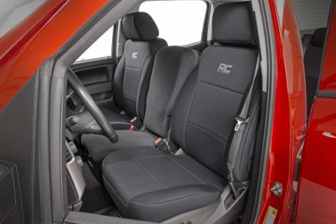 Neoprene Front &amp; Rear Seat Covers Black 14-18 Silverado/Sierra 1500 Rough Country