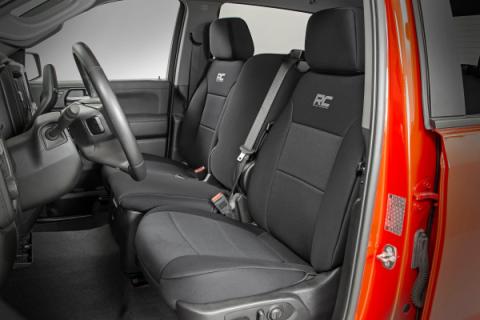 GM Neoprene Seat Covers Front and Rear w/ Back Storage Black 19-21 Chevrolet Silverado 1500 Rough Country