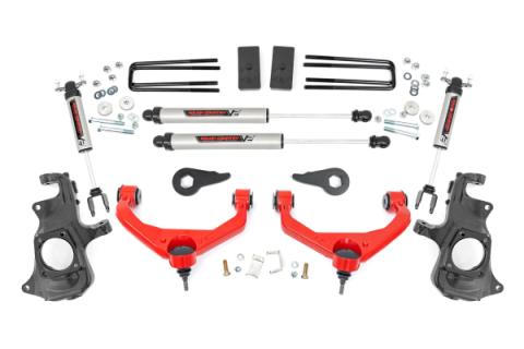 3.5 Inch Knuckle Lift Kit V2 w/ Overloads Red Silverado/Sierra 2500HD/3500HD (11-19) Rough Country