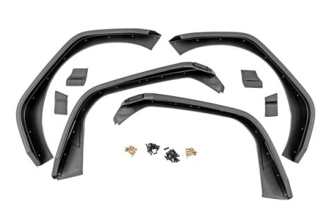 High Clearance LED Flat Fender Flare Kit UV Treated Jeep Wrangler JL (18-23) Rough Country