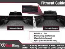 Bullet Inner Bed Retractable Tie-Down Anchors 9 Pack Complete Bed Package 07-Up Silverado/Sierra 1500/2500/3500 15 -Up Colorado/Canyon Bullring