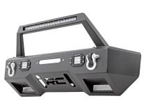 Jeep Front Stubby LED Winch Bumper w/Hoop Chrome Series JK, JL, Gladiator JT Rough Country