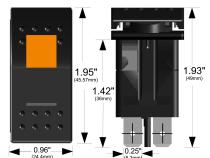 Rocker Switch On/Off 5 Pin Amber Bulldog Winch
