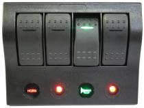 4-Switch Panel W/Lighted Breakers Black Bulldog Winch