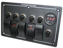 5-Switch Voltmeter Panel W/Breakers Black Bulldog Winch