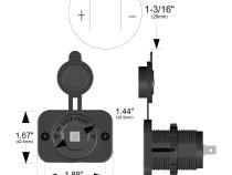 12v Power Socket 20A W/Cover and 3 Mounting Brackets Bulldog Winch