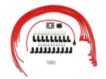 Spark Plug Wire Set 8MM Universal Red Wire With Red 90 Deg Boots 5041R, Spark Plug Wires, Super Stock, Spiral Core, 8Mm, Red, Set ACCEL