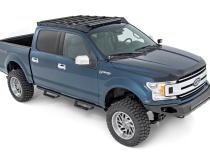 Ford Roof Rack System w/Front and Rear Facing LEDs and 40 Inch Single Row Black Series Light Bar 15-18 Ford F-150 Rough Country