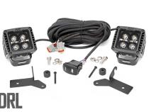 Jeep JL/Gladiator 2 Inch LED Lower Windshield Kit Black Series w/Amber DRL For 18-Pres Wrangler JL/20-Pres Gladiator Rough Country