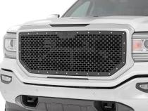 Sierra Mesh Grille 16-18 Sierra 1500 Black Powdercoat Stainless Steel Hardware Rough Country