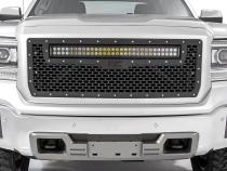 Sierra Mesh Grille w/30 Inch Dual Row Black Series LED 14-15 Sierra 1500 Rough Country