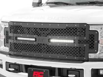 Ford Mesh Grille w/Dual 12 Inch Black-Series LEDs 17-19 Super Duty Rough Country
