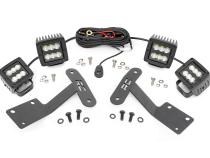 Toyota 2-inch LED Lower Windshield Ditch Kit (14-20 Tundra Black Series Spot and Flood Pattern Combo) Rough Country