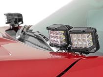 Toyota 2-inch LED Lower Windshield Ditch Kit (14-20 Tundra Black Series Spot and Flood Pattern Combo) Rough Country