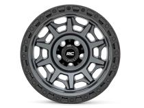Rough Country 85 Series Wheel Simulated Beadlock Gunmetal Gray/Black 17x9 6x5.5 -12mm Rough Country